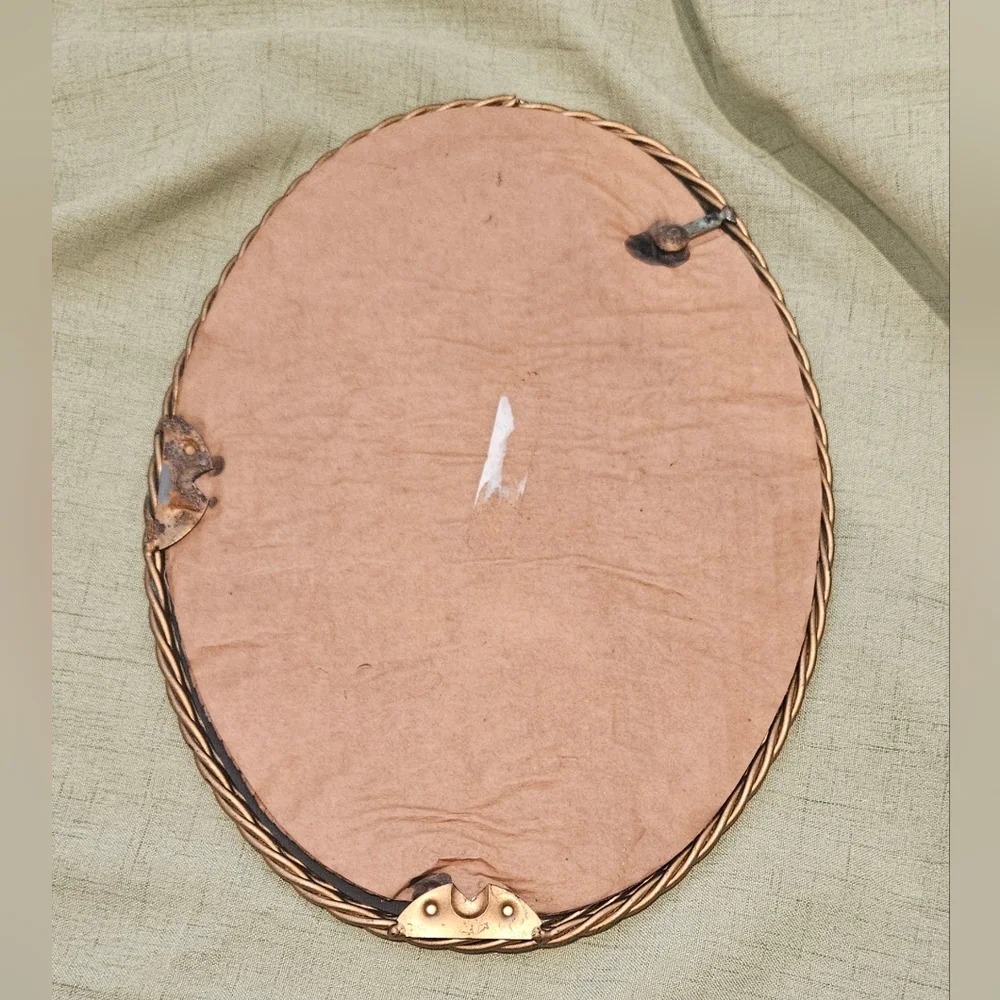 Vintage Oval Twisted Brass Mirror